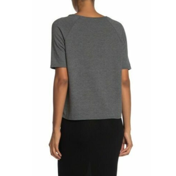 Go Couture Womens Elbow Sleeve Pullover Top in Charcoal Gray with Pocket… - Picture 2 of 8